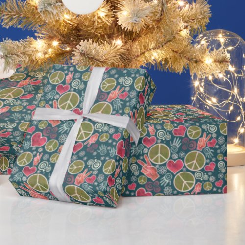 Peace Sign Christmas Wrapping Paper