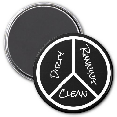 Peace Sign Clean Dirty Running BW Dishwasher Magnet