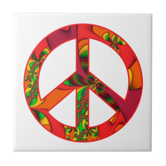 Peace Sign Color Me Bright #2 Ceramic Tile (Front)
