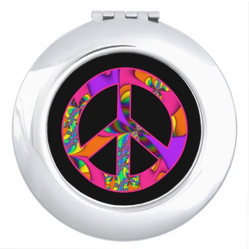 Peace Sign Color Me Bright Compact Mirror