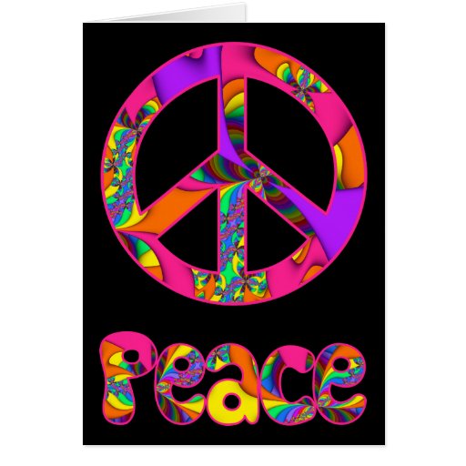 Peace Sign Color Me Bright Greeting Card | Zazzle