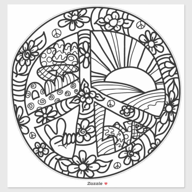 Peace Sign Color Me Cute Sticker (Sheet)