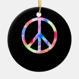 Peace Sign Colorful Ceramic Ornament