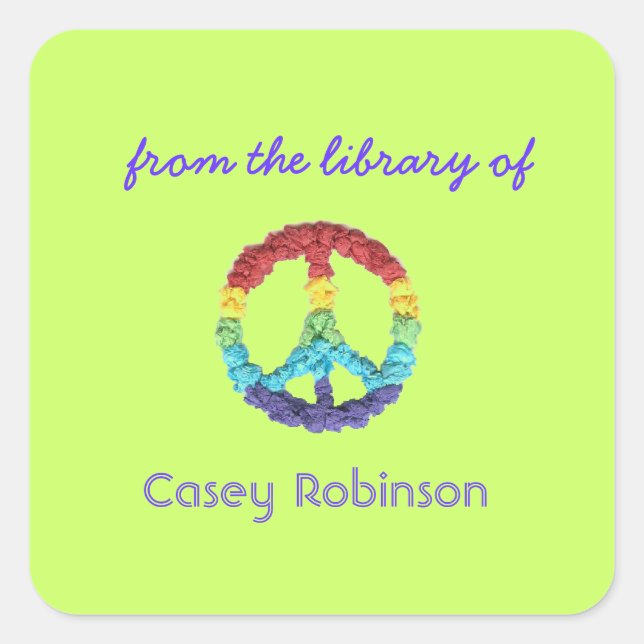 Peace sign custom bookplates (Front)