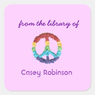 Peace sign custom bookplates - pink