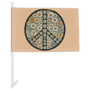 Peace Sign Daisies Car Flag