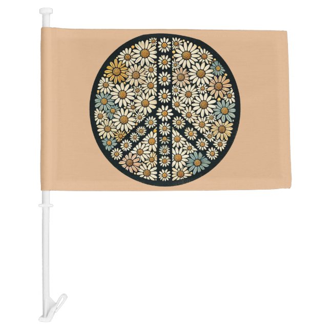 Peace Sign Daisies                                 Car Flag (Front)