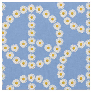 peace sign daisies daisy boho fabric