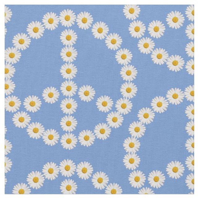 peace sign daisies daisy boho fabric (Close Up)
