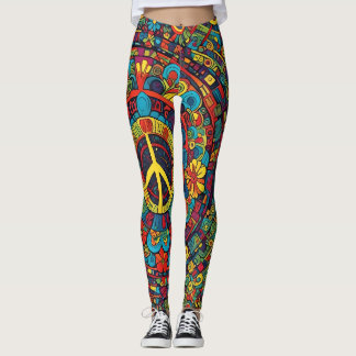 Peace Sign, Doodles Leggings