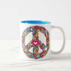 Peace Sign & Dove Groovy Psychedelic Mug ♥