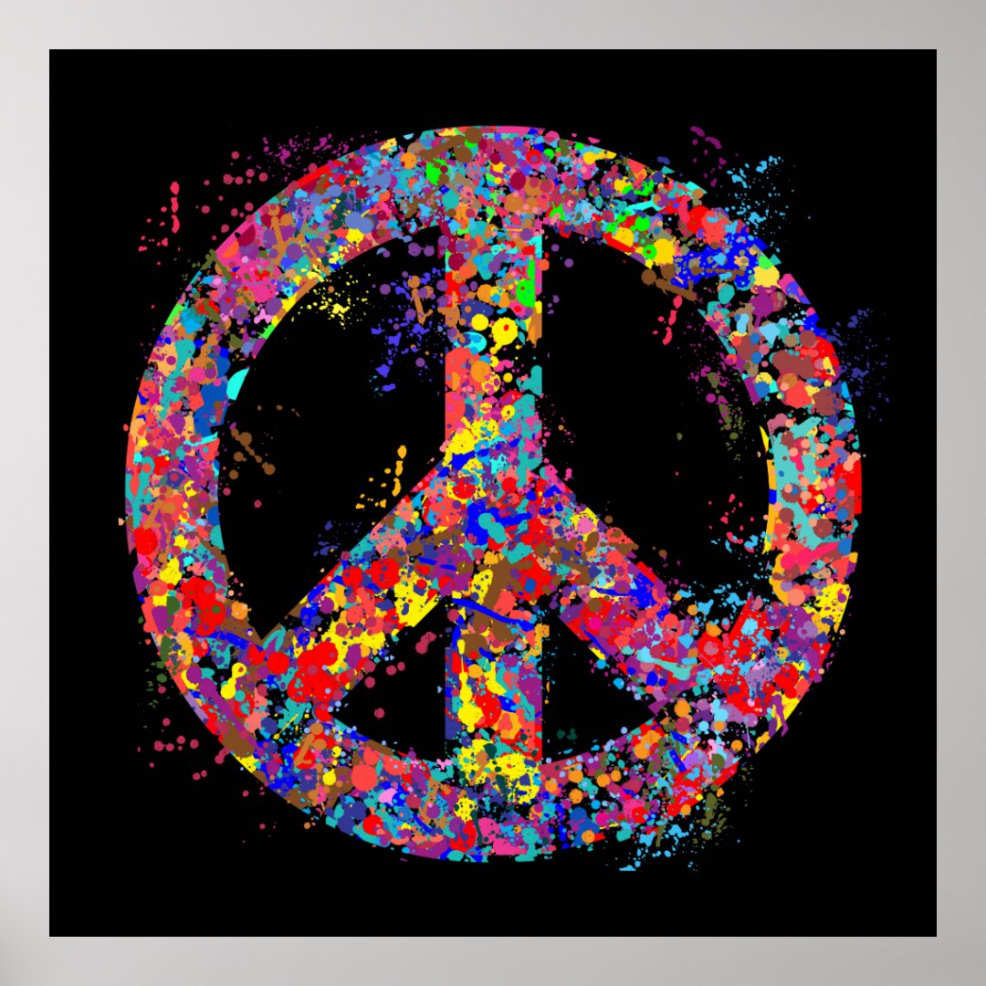 Peace Sign, Drip Art Poster | Zazzle