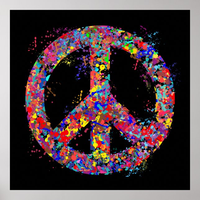 Peace Sign, Drip Art Poster (Front)