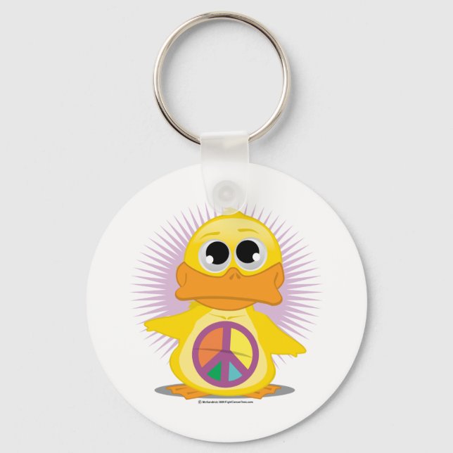 Peace Sign Duck Keychain (Front)