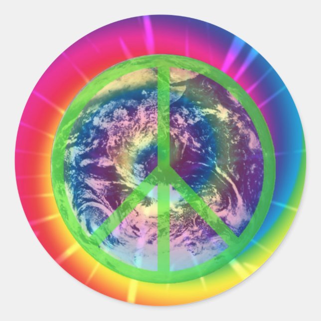 Peace Sign, Earth, and Tye Dye Sticker (Front)