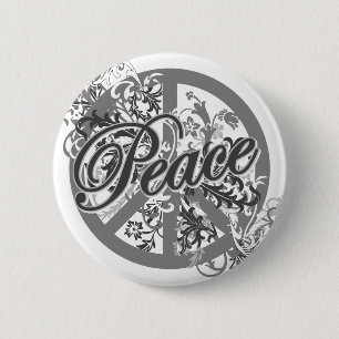 Peace Sign Filigree Art Button