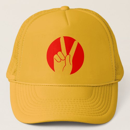 Peace sign fingers trucker hat