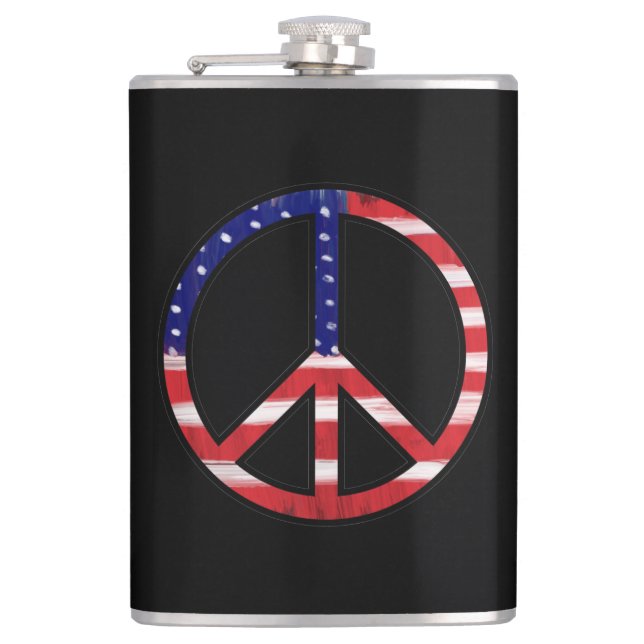 Peace Sign Flag Colors Flask (Front)