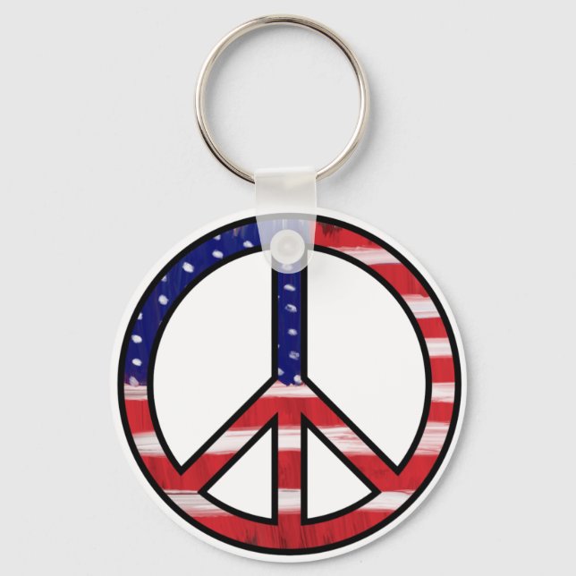 Peace Sign Flag Colors Keychain (Front)