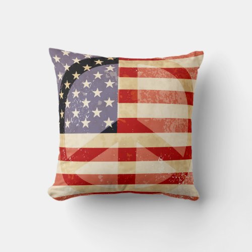 Peace Sign Flag Throw Pillow