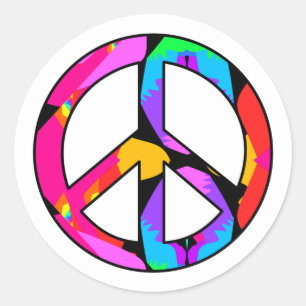 Peace Sign Flamingo Splash Stickers