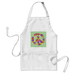 Peace Sign Floral Adult Apron