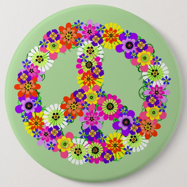Peace Sign Floral Button (Front)