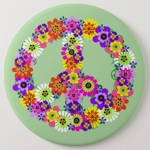 Peace Sign Floral Button