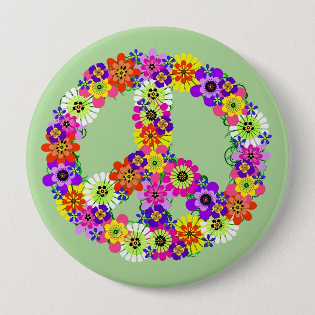 Peace Sign Floral Button (Front)