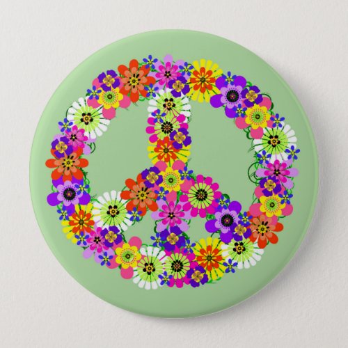 Peace Sign Floral Button