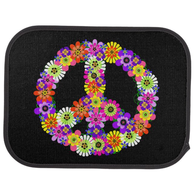 Peace Sign Floral Car Floor Mat (Rear)