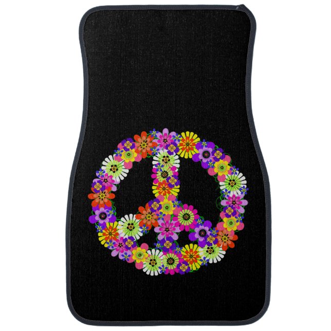 Peace Sign Floral Car Mat (Front)