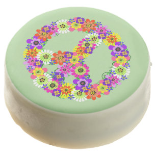 Peace Sign Floral Chocolate Covered Oreo
