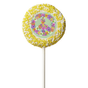 Peace Sign Floral Chocolate Dipped Oreo Pop