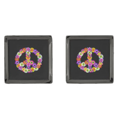 Peace Sign Floral Cufflinks