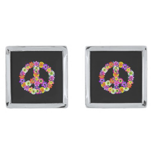 Peace Sign Floral Cufflinks
