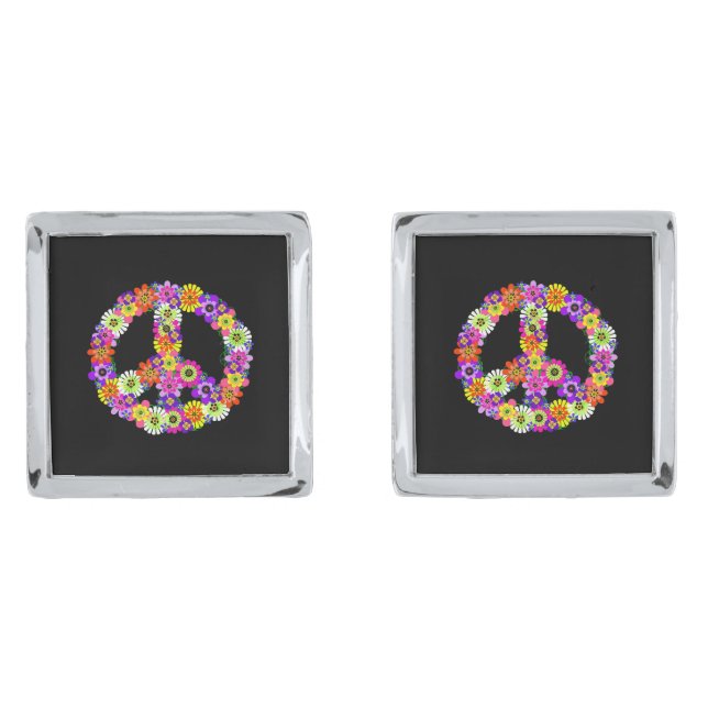 Peace Sign Floral Cufflinks (Front)