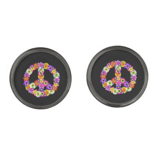 Peace Sign Floral Cufflinks