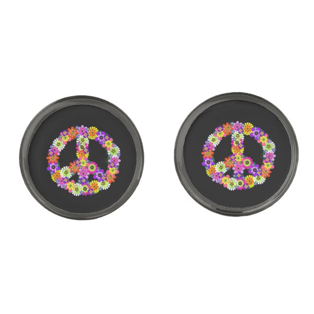 Peace Sign Floral Cufflinks (Front)