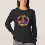 Peace Sign Floral Cutout On Black T-shirt at Zazzle