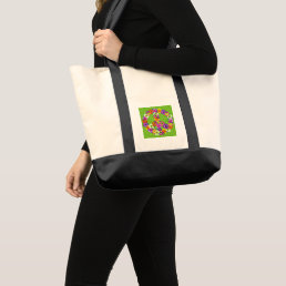 Peace Sign Floral Cutout on Lime Green Tote Bag