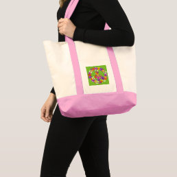 Peace Sign Floral Cutout on Lime Green Tote Bag