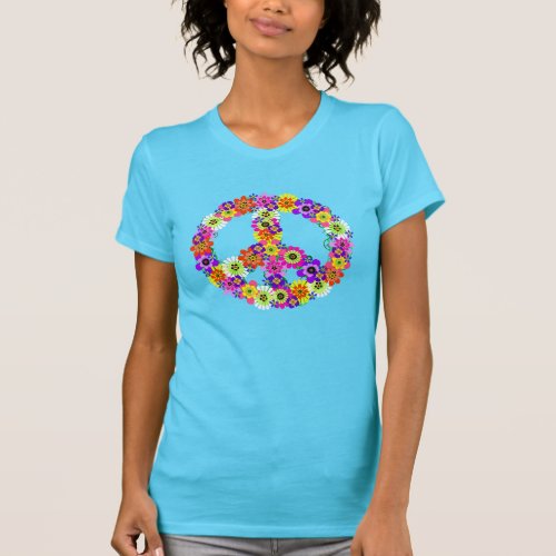 Peace Sign Floral Cutout T_Shirt