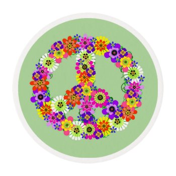 Peace Sign Floral Edible Frosting Rounds by Mistflower at Zazzle