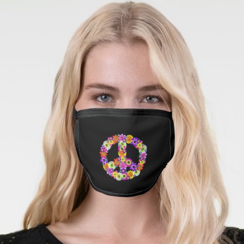 Peace Sign Floral Face Mask