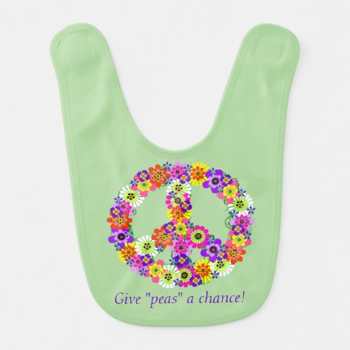 Peace Sign Floral _ Give Peas a Chance Bib