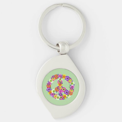 Peace Sign Floral Keychain