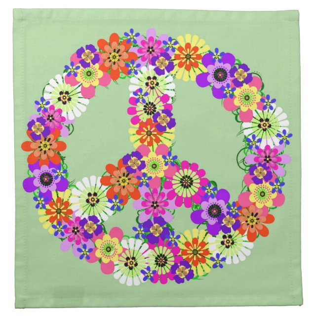 Peace Sign Floral Napkin (Front)