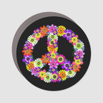Peace Sign Floral On Black by Mistflower at Zazzle