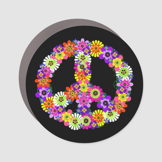 Peace Sign Floral on Black (Front)